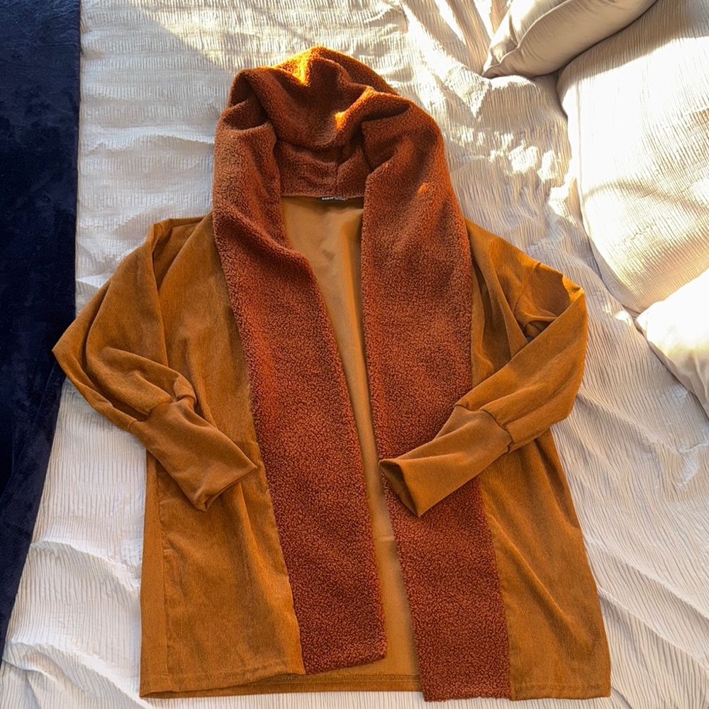 Cozy Brown Hooded Cardigan